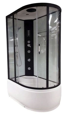 Душевая кабина Vento Milano Left, 80 см x 120 см x 220 см, черный цв./прозрачный