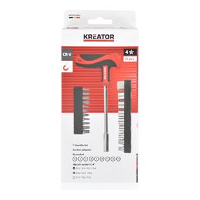 Kruvikeeraja ja otsiku komplekt, bitidega Kreator KRTH22001 KRTH22001, kuusnurkne, 18.5 cm