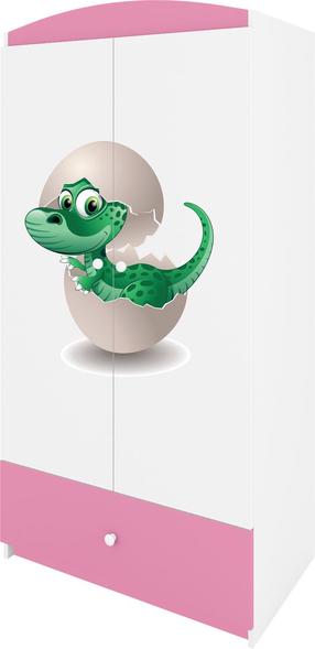 Vaikiška spinta Kocot Kids Babydreams Baby Dino, balta sp./rožinė sp., 90 cm x 52 cm x 175.5 cm