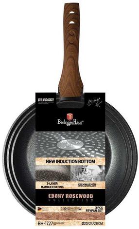 Keptuvių komplektas Berlinger Haus Ebony Rosewood BH-1727, Ø 28 cm, aliuminis