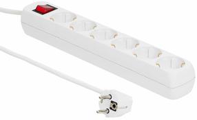 Pagarinātājs MicroConnect, 2 x 0.75 mm², 1.5 m, 6 ligzdas, ar slēdzi, balta krās.