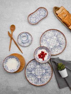 Pusdienu servīze Hermia N25008, porcelāna, zila krās./brūna krās./balta krās., 26 gab.