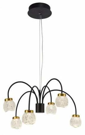 Lühter rippuv CristalRecord Fany 99-937-30-101, LED, 3000 °K, 6 x 5 W, läbipaistev v./kuldne v. / must v.