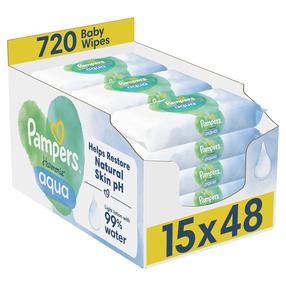 Drėgnos servetėlės kūdikiams Pampers, Harmonie aqua, 15 x 48 vnt.