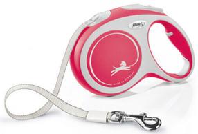 Automatinis pavadėlis Flexi Comfort, balta sp./raudona sp., L 5m