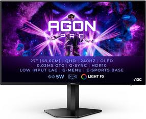 Monitor AOC Gaming, AG276UZD, QD-OLED, 240 Hz, QHD, 27"