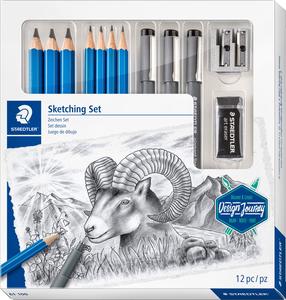 Kirjutamiskomplekt Staedtler, 4H/2H/H/HB/4B/6B/8B, must v., 12 tk