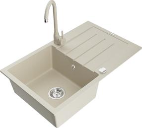 Virtuves izlietne ar virtuves maisītāju Mexen Bruno Beige, granīts, 79 cm x 49 cm x 20 cm, beige