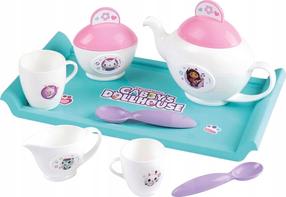 Rotaļu virtuves piederumi, trauku komplekts Smoby Gabbys Dollhouse Tea Set, zila krās./balta krās./rozā krās.