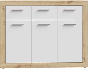 Komoda Forte BCCK231-C804, balta sp./rusva sp., 90 cm x 34 cm x 116 cm