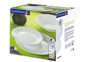 Pusdienu servīze Luminarc Harena, rūdītais stikls, balta krās., 18 gab.