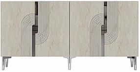 Консольный стол Kalune Design Meyra 150, белый цв./серебристый цв./travertine цв., 32 см x 150 см x 75 см