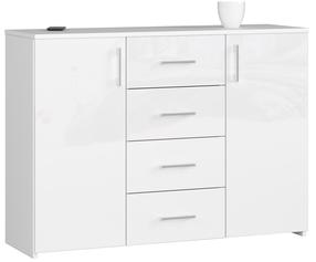 Komoda Akord K45, skaidri sp./balta sp., 80 cm x 110 cm x 35 cm