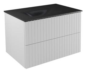 Vonios spintelė su praustuvu Besco Akya Linea 66, balta sp./juoda sp., 52.5 cm x 66 cm x 50.7 cm