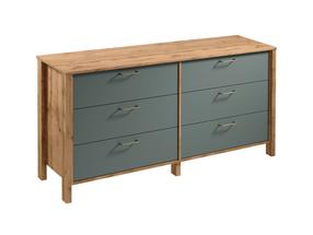 Komoda Gala Meble Indygo K6S, ąžuolo sp./žalia sp., 81 cm x 46.5 cm x 170.5 cm