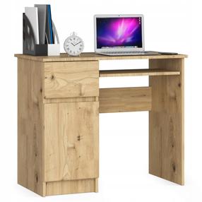 Rašomasis stalas su lentyna Akord Piksel Left, 90 cm x 50 cm, 77 cm, artisan oak sp.
