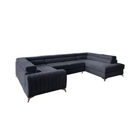Kampinė sofa Louis Poco 40, tamsiai mėlyna sp., dešininė, 202 x 347 cm x 92 cm