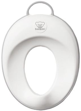 Apmācības tualetes sēdeklis BabyBjorn Toilet Training Seat, polipropilēns (pp)/termoplastiskā gumija (tpe), balta krās./pelēka krās., 9 cm x 36 cm x 29 cm