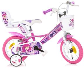 Vaikiškas dviratukas su papildomais ratukais, vaikų Dino Bikes Fairy, rožinė sp./įvairių spalvų, 12"