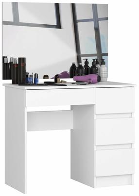 Kosmētikas galds Akord Furniture Factory T-6/SLCLP90x60WEIPK, balta krās., 142 cm x 50 cm x 90 cm