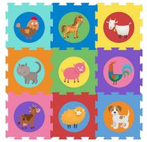 Kilimėlis kūdikiams - dėlionė Smily Play Animals SP84501, 32 cm x 32 cm, 9 vnt, įvairių spalvų