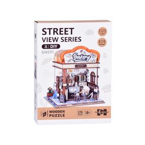 Medinė 3D dėlionė Street View Series Bakery ZA6013, 14.5 cm x 16.2 cm, 179 vnt., įvairių spalvų