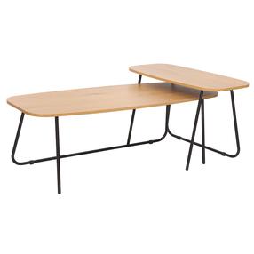 Kavos staliukų komplektas Home4you Duo, ruda sp./juoda sp., 75 - 120 cm x 48 cm x 40 cm, 2 vnt.