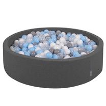 Baseinas su kamuoliukais KiddyMoon Round Ball Pit Round 1000 Balls, 90 cm x 90 cm, 1000 vnt, pilka sp.