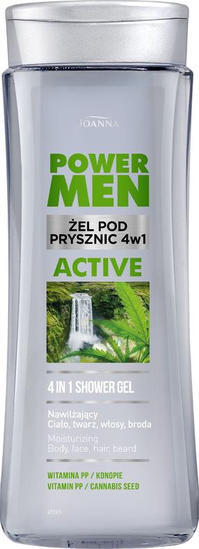 Ķermeņa mazgāšanas želeja vīriešiem Joanna Power Men Active 4in1, 300 ml