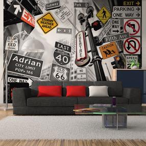 Фотообои Artgeist Nyc Signs On A Monochrome Background, 193 см x 193 см