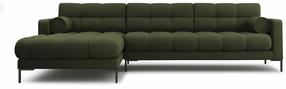 Угловой диван Cosmopolitan Design Bali Neve 39, черный цв./зеленый цв., левый, 185 x 293 см x 75 см