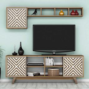 Секция Kalune Design İnci 845HCT3068, белый цв./ореховый цв., 35 см x 160 см x 56.2 см