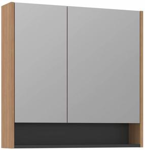 Pakabinama vonios spintelė su veidrodžiu Kalune Design Ricato, riešuto sp., 16 cm x 80 cm x 78 cm