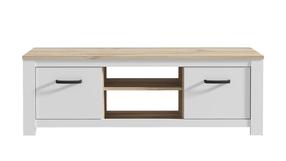 TV staliukas Forte Elara, ąžuolo sp./balta sp., 42.2 cm x 161.4 cm x 54.1 cm