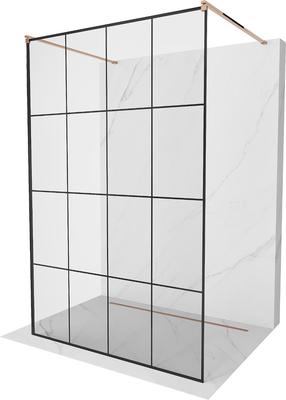 Стенка для душа Mexen Kioto Walk-In, 130 см x 200 см, черный цв./розовое золото цв./закаленный