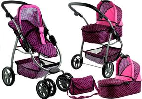 Коляска для кукол Lean Toys 2in1, черный цв./розовый цв.