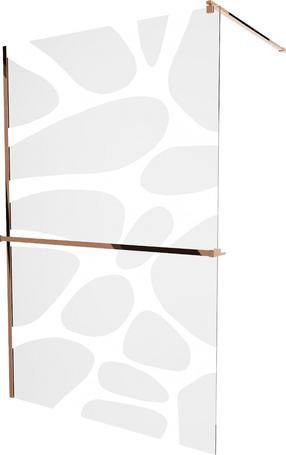 Dušo sienelė Mexen Kioto+ Walk-In, 70 cm x 200 cm, balta sp./rausvojo aukso sp./grūdintas
