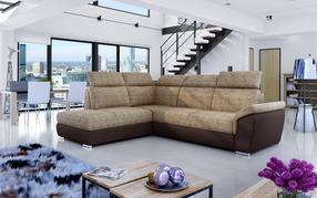 Kampinė sofa Loreto Berlin 03, Soft 66, ruda sp./smėlio sp., kairinė, 210 x 260 cm x 102 cm