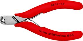 Elektronikos galinių dalių pjovimo žnyplės elektromechanikai Knipex 64 11 115, 115 mm