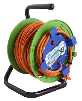 Pagarinātājs Electraline, 2 x 1,5 mm², 30 m, 1 ligzda, zila krās./zaļa krās.