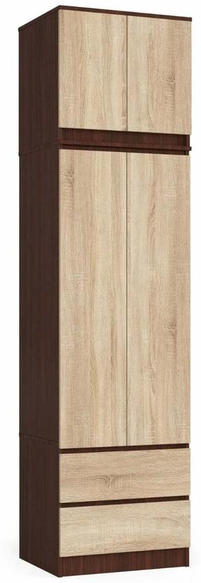 Spinta Akord Furniture Factory S60, sonoma ąžuolo sp./wenge sp., 51 cm x 60 cm x 234 cm