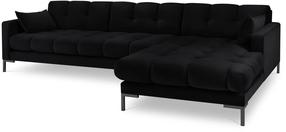 Kampinė sofa Micadoni Home Mamaia Velvet, juoda sp., dešininė, 293 x 185 cm x 75 cm