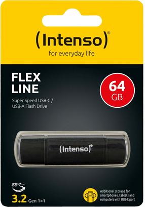 USB atmintinė Intenso Flex Line, juoda sp., 64 GB