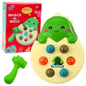 Spēle, ar āmuru, dinozaurs Lean Toys Whack A Mole Mini, 22 cm, zaļa krās.