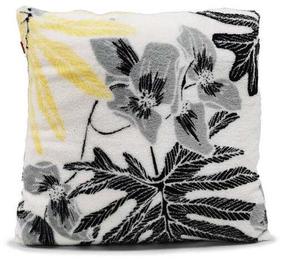 Dekoratyvinės pagalvėlės užvalkalas Flora, juoda sp./geltona sp./pilka sp., 40 cm x 40 cm