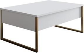 Kafijas galdiņš Kalune Design Luxe, zelta krās./balta krās., 60 cm x 90 cm x 40 cm