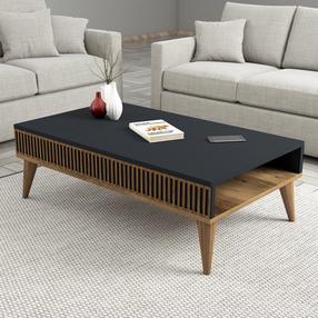 Kavos staliukas Kalune Design Milan, antracito sp./riešuto sp., 105 cm x 60 cm x 34.6 cm