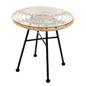 Dārza galds Patio Desire, antracīta krās./brūna krās./caurspīdīga krās., 50 cm x 50 cm x 50 cm
