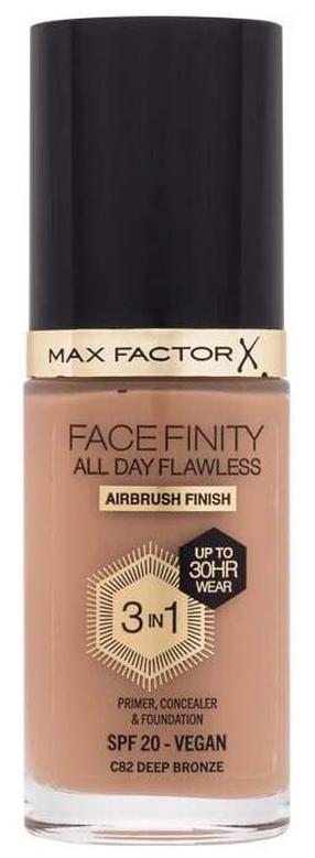 Skystas makiažo pagrindas Max Factor All Day Flawless 3 in 1 Facefinity, SPF 20, deep bronze sp., c82, 30 ml