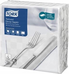 Popierinės servetėlės Tork, 39 cm x 39 cm, balta sp., 50 vnt.